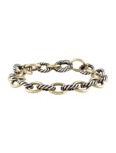 Pre-owned David Yurman Two-tone Oval Link Chain Bracelet, 6.75" In Multi