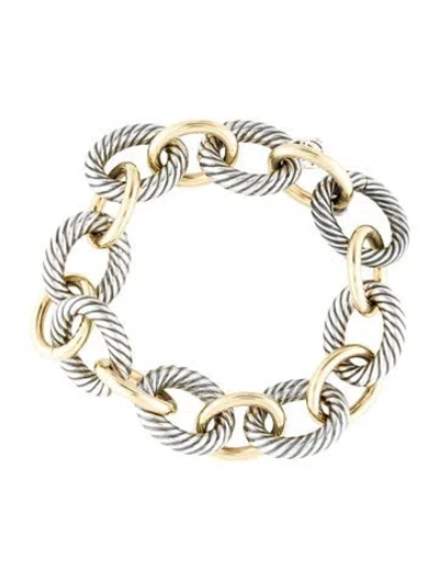 Pre-owned David Yurman Two-tone Oval Link Chain Bracelet, 7" In Multi