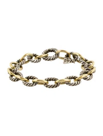 Pre-owned David Yurman Two-tone Oval Link Chain Bracelet In Multi