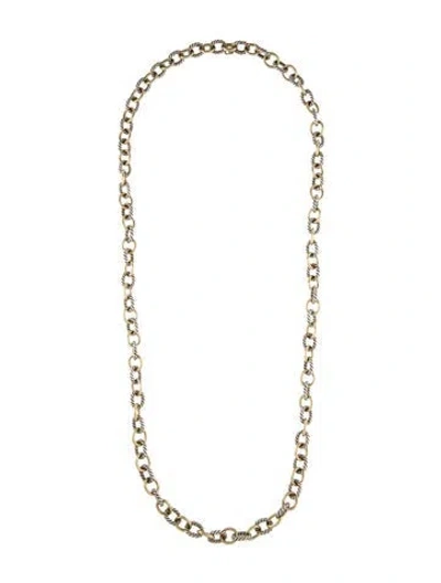 Pre-owned David Yurman Two-tone Oval Link Chain Necklace, 32" In Multi