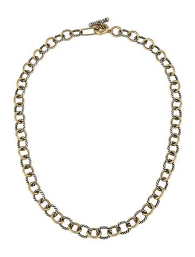 Pre-owned David Yurman Two-tone Oval Link Chain Toggle Necklace, 17" In Multi