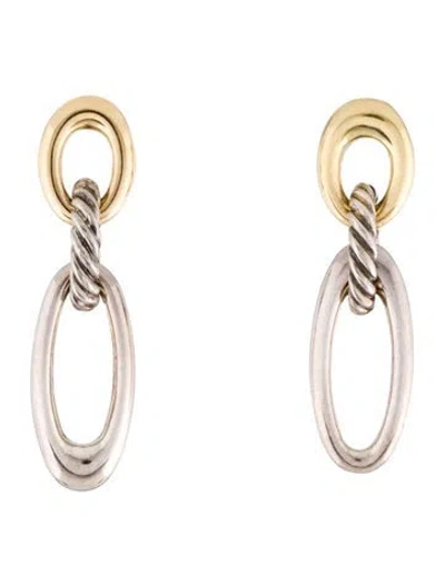 Pre-owned David Yurman Two-tone Oval Link Drop Earrings In Multi