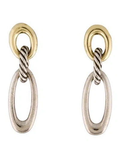 Pre-owned David Yurman Two-tone Oval Link Drop Earrings In Multi