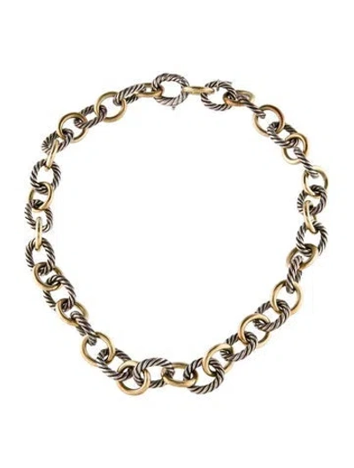 Pre-owned David Yurman Two-tone Oval Link Necklace, 15.75" In Multi
