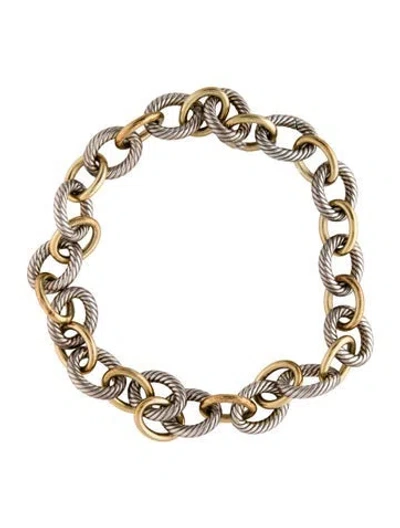 Pre-owned David Yurman Two-tone Oval Link Necklace, 16" In Multi