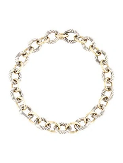 Pre-owned David Yurman Two-tone Oval Link Necklace, 16" In Multicolor