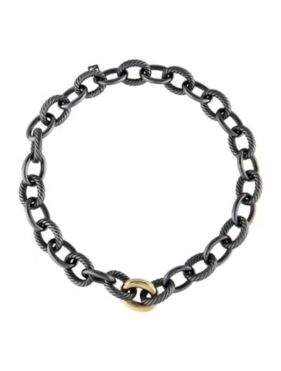 Pre-owned David Yurman Two-tone Oval Link Necklace, 16.5" In Multi