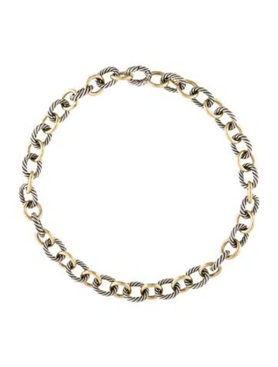 Pre-owned David Yurman Two-tone Oval Link Necklace, 16.5" In Multi