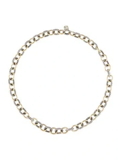 Pre-owned David Yurman Two-tone Oval Link Necklace, 18.5" In Multi