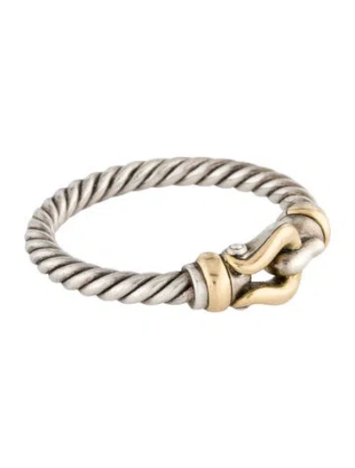 Pre-owned David Yurman Two-tone Petite Buckle Ring In Multi