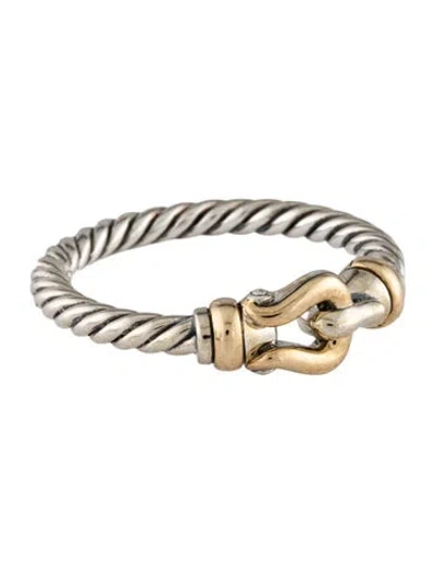 Pre-owned David Yurman Two-tone Petite Buckle Ring In Multicolor