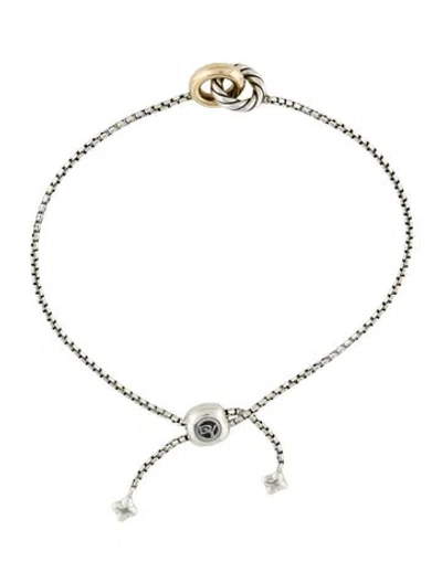 Pre-owned David Yurman Two-tone Petite Cable Linked Bracelet In Multi