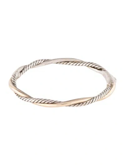 Pre-owned David Yurman Two-tone Petite Infinity Bracelet, 6.5" In Multicolor