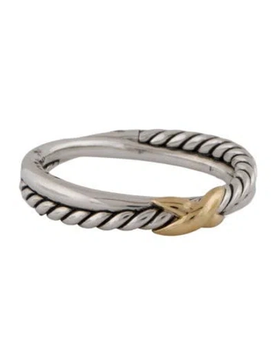 Pre-owned David Yurman Two-tone Petite X Ring In Multi