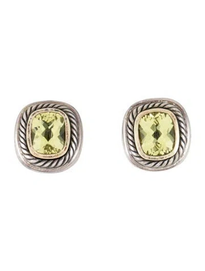 Pre-owned David Yurman Two-tone Quartz Albion Clip-on Earrings In Multi