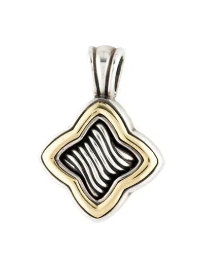 Pre-owned David Yurman Two-tone Quatrefoil Enhancer Pendant In Multi