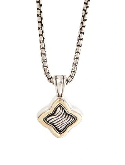 Pre-owned David Yurman Two-tone Quatrefoil Enhancer Pendant Necklace, 36" In Multi