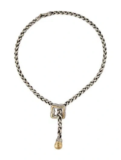 Pre-owned David Yurman Two-tone Quatrefoil Lariat Necklace, 19" In Multi