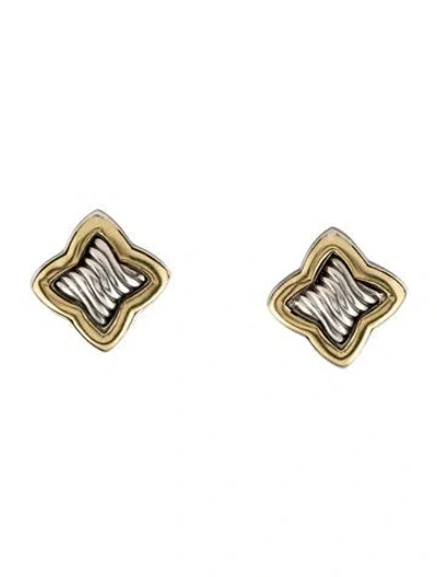 Pre-owned David Yurman Two-tone Quatrefoil Studs In Multi