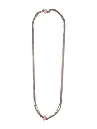 Pre-owned David Yurman Two-tone Rose Quartz & Sapphire Multistrand Necklace, 40"