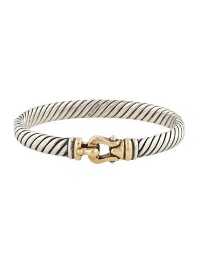 Pre-owned David Yurman Two-tone Sculpted Cable Buckle Bracelet, 6.25" In Multi