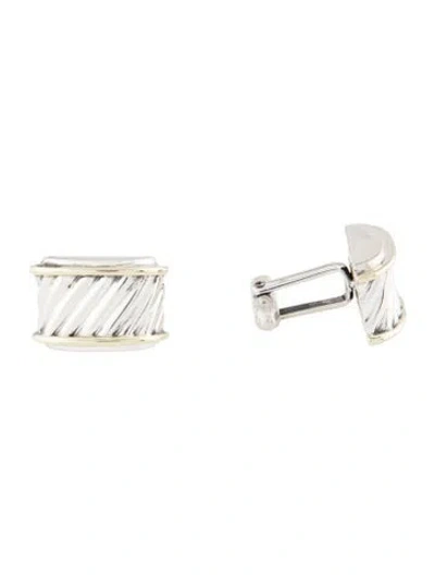 Pre-owned David Yurman Two-tone Sculpted Cable Cufflinks In Multi