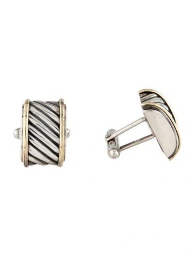 Pre-owned David Yurman Two-tone Sculpted Cable Cufflinks In Multicolor