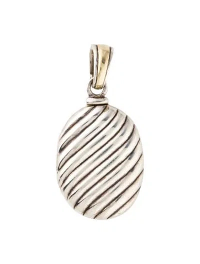 Pre-owned David Yurman Two-tone Sculpted Cable Oval Locket In Multi