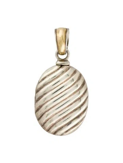 Pre-owned David Yurman Two-tone Sculpted Cable Oval Locket In Multi