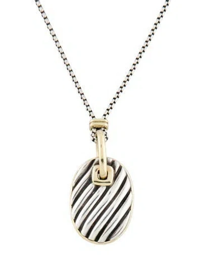Pre-owned David Yurman Two-tone Sculpted Cable Pendant Necklace, 16.5" In Multi