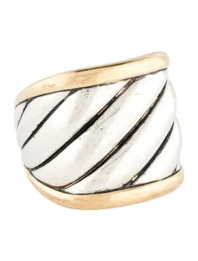 Pre-owned David Yurman Two-tone Sculpted Cable Saddle Ring In Multi