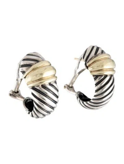 Pre-owned David Yurman Two-tone Shrimp Earclips In Multi