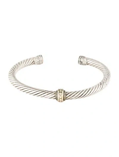 Pre-owned David Yurman Two-tone Station Cuff, 6.75" In Multi