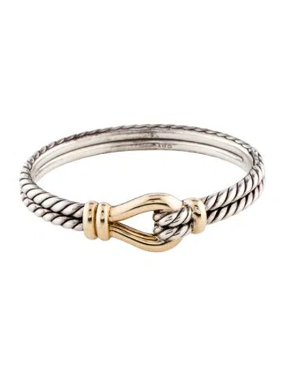 Pre-owned David Yurman Two-tone Thoroughbred Loop Bangle Bracelet, 6.5" In Multi