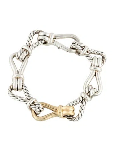 Pre-owned David Yurman Two-tone Thoroughbred Loop Chain Bracelet, 6.75" In Multicolor