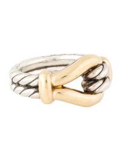 Pre-owned David Yurman Two-tone Thoroughbred Loop Ring In Multi