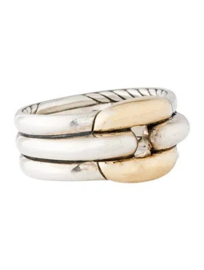 Pre-owned David Yurman Two-tone Thoroughbred Ring In Multi