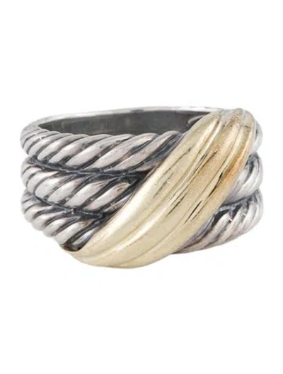 Pre-owned David Yurman Two-tone Three Row Band Ring In Multi