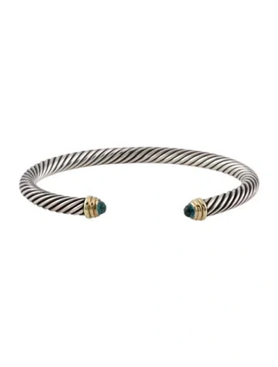 Pre-owned David Yurman Two-tone Topaz Cuff Bracelet, 6.5" In Multi
