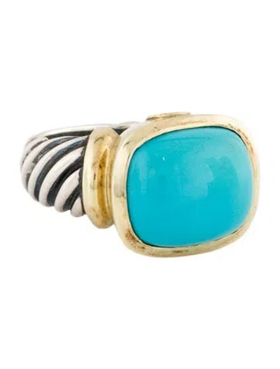 Pre-owned David Yurman Two-tone Turquoise Noblesse Cocktail Ring In Multi