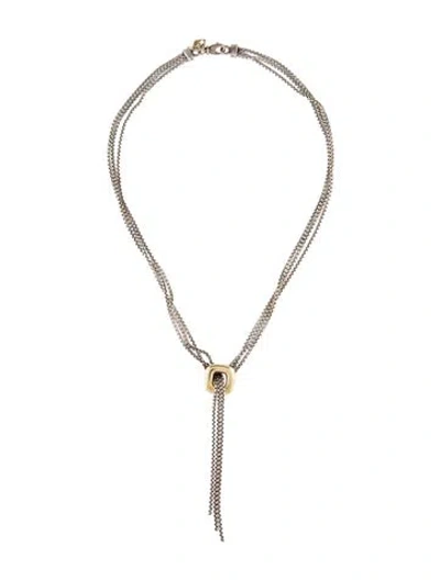 Pre-owned David Yurman Two-tone Waterfall Lariat Necklace, 16" In Multi
