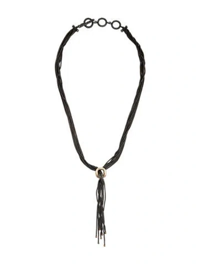Pre-owned David Yurman Two-tone Waterfall Lariat Necklace, 18" In Multicolor
