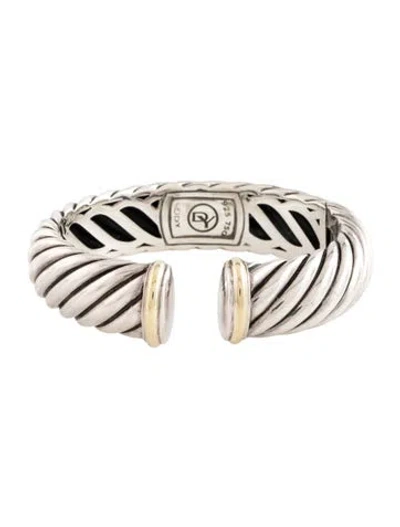 Pre-owned David Yurman Two-tone Waverly Cuff Bracelet, 6" In Multicolor