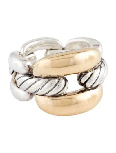 Pre-owned David Yurman Two-tone Wellesley Large Link Chain Ring In Multi