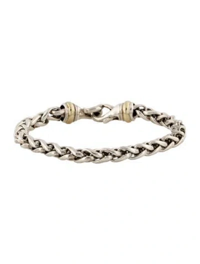 Pre-owned David Yurman Two-tone Wheat Chain Bracelet, 6.75" In Multi