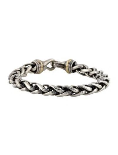 Pre-owned David Yurman Two-tone Wheat Chain Bracelet, 8" In Multi