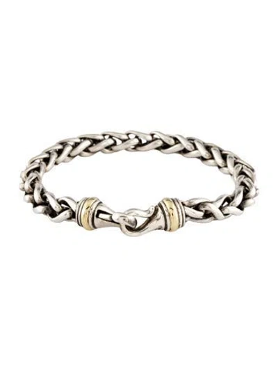 Pre-owned David Yurman Two-tone Wheat Chain Bracelet, 8.25" In Multi