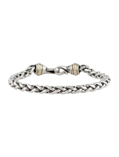 Pre-owned David Yurman Two-tone Wheat Chain Link Bracelet, 7" In Multicolor