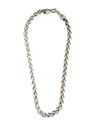 Pre-owned David Yurman Two-tone Wheat Chain Necklace, 17.75" In Multi