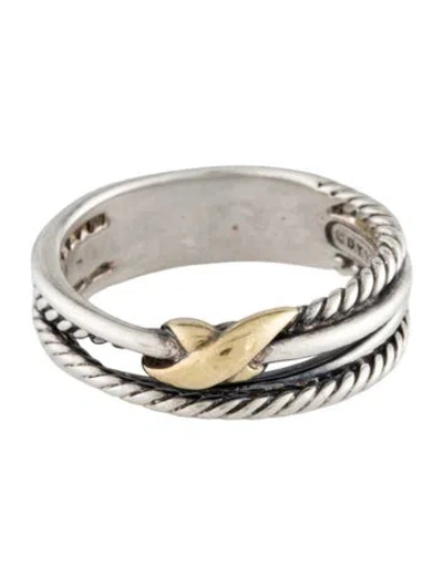 Pre-owned David Yurman Two-tone X Crossover Band In Multi